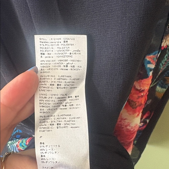 Desigual Siena Navy Long Sleeved Shift Dress Florals Knee Length Sz L - Picture 9 of 10